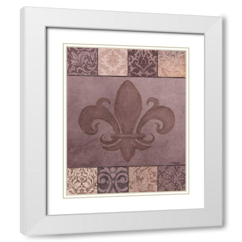 Fleur de Lis I White Modern Wood Framed Art Print with Double Matting by Williams, Todd
