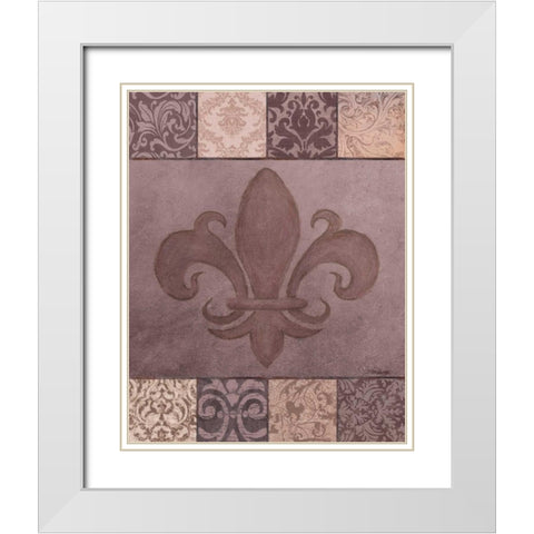 Fleur de Lis I White Modern Wood Framed Art Print with Double Matting by Williams, Todd