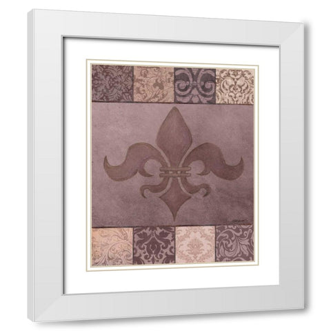 Fleur de Lis II White Modern Wood Framed Art Print with Double Matting by Williams, Todd