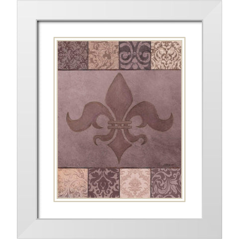 Fleur de Lis II White Modern Wood Framed Art Print with Double Matting by Williams, Todd