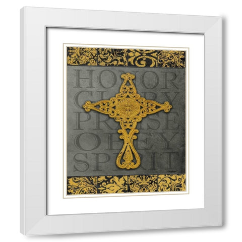 Gold Cross I White Modern Wood Framed Art Print with Double Matting by Williams, Todd