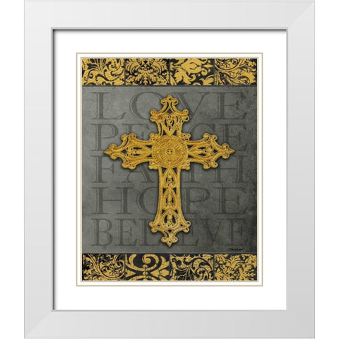 Gold Cross II White Modern Wood Framed Art Print with Double Matting by Williams, Todd