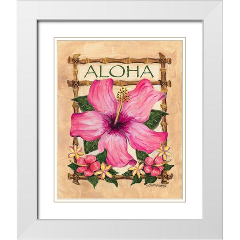 Aloha Hibiscus White Modern Wood Framed Art Print with Double Matting by Williams, Todd