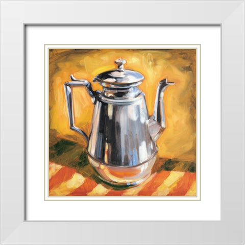 Tea Pot I White Modern Wood Framed Art Print with Double Matting by Waldron, Sarah