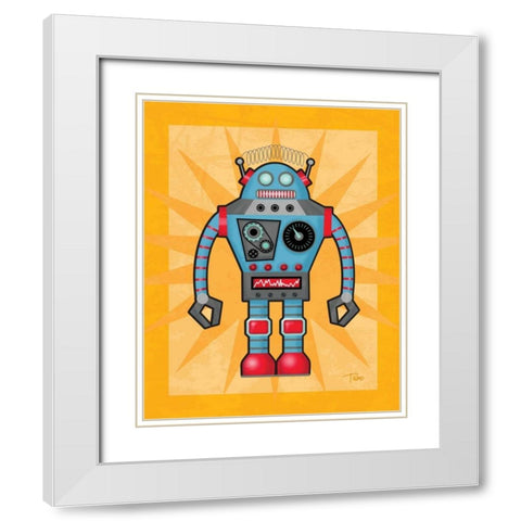 Robot I White Modern Wood Framed Art Print with Double Matting by Woo, Teresa