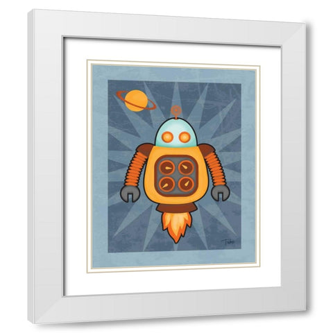 Robot III White Modern Wood Framed Art Print with Double Matting by Woo, Teresa
