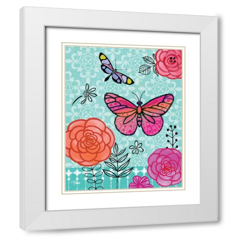Butterfly Garden I White Modern Wood Framed Art Print with Double Matting by Woo, Teresa
