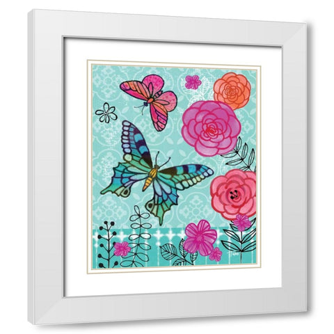 Butterfly Garden II White Modern Wood Framed Art Print with Double Matting by Woo, Teresa