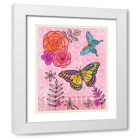Butterfly Garden III White Modern Wood Framed Art Print with Double Matting by Woo, Teresa