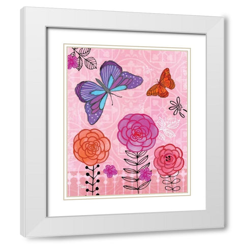 Butterfly Garden IV White Modern Wood Framed Art Print with Double Matting by Woo, Teresa