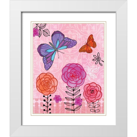 Butterfly Garden IV White Modern Wood Framed Art Print with Double Matting by Woo, Teresa