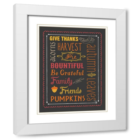 Autumn Words White Modern Wood Framed Art Print with Double Matting by Woo, Teresa