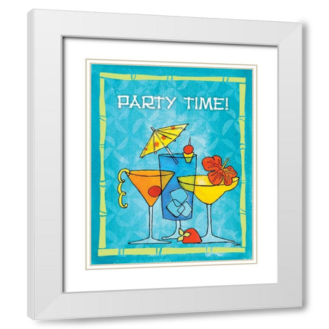 Tiki Time II White Modern Wood Framed Art Print with Double Matting by Woo, Teresa