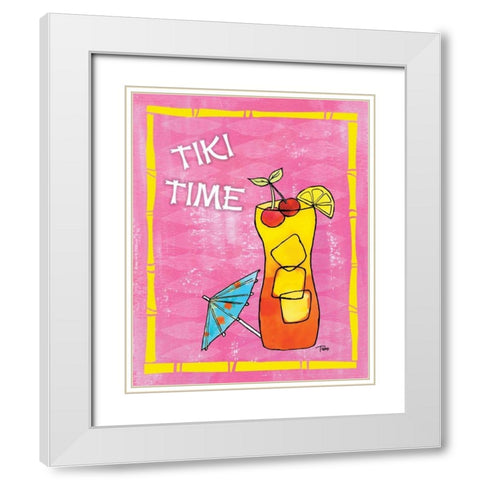 Tiki Time III White Modern Wood Framed Art Print with Double Matting by Woo, Teresa