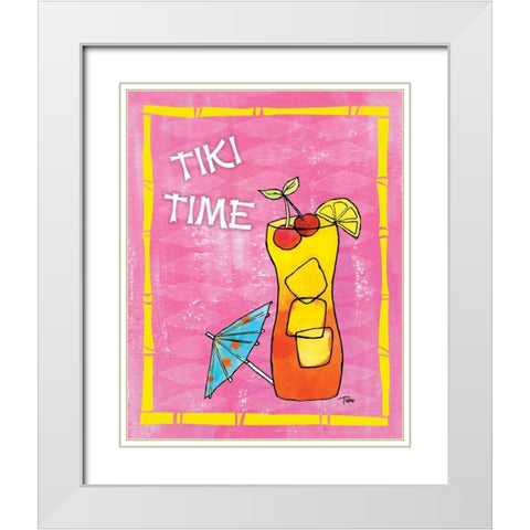 Tiki Time III White Modern Wood Framed Art Print with Double Matting by Woo, Teresa
