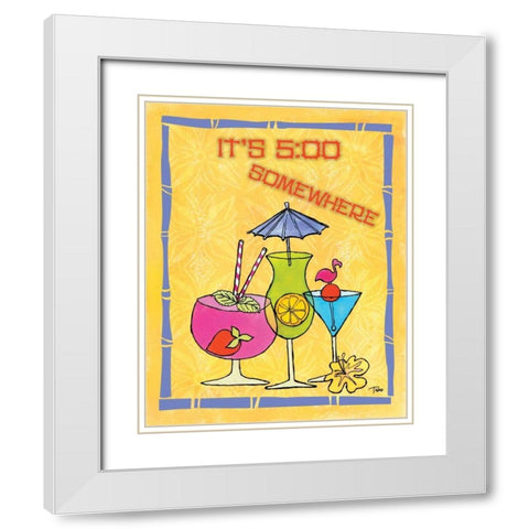Tiki Time IV White Modern Wood Framed Art Print with Double Matting by Woo, Teresa