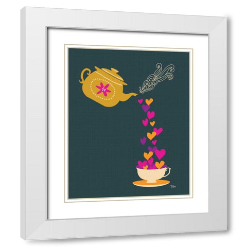 Tea Love White Modern Wood Framed Art Print with Double Matting by Woo, Teresa