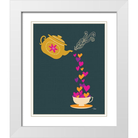 Tea Love White Modern Wood Framed Art Print with Double Matting by Woo, Teresa