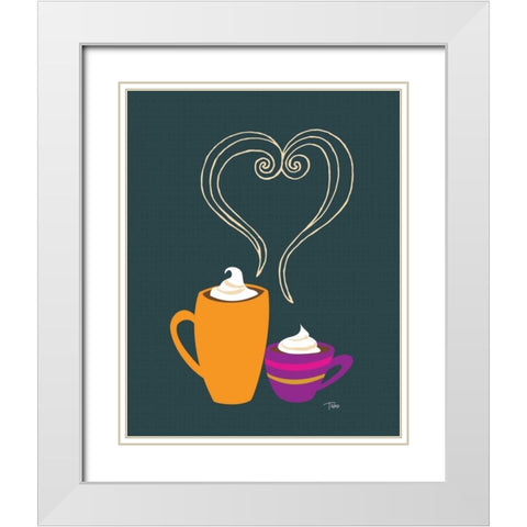 Latte Love White Modern Wood Framed Art Print with Double Matting by Woo, Teresa