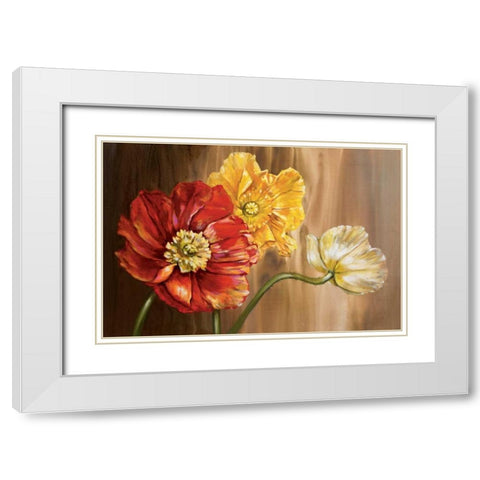 Poppies White Modern Wood Framed Art Print with Double Matting by Werbelow, Selina