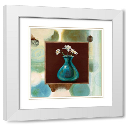 Daisies II White Modern Wood Framed Art Print with Double Matting by Werbelow, Selina