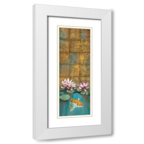 Golden Koi I White Modern Wood Framed Art Print with Double Matting by Werbelow, Selina