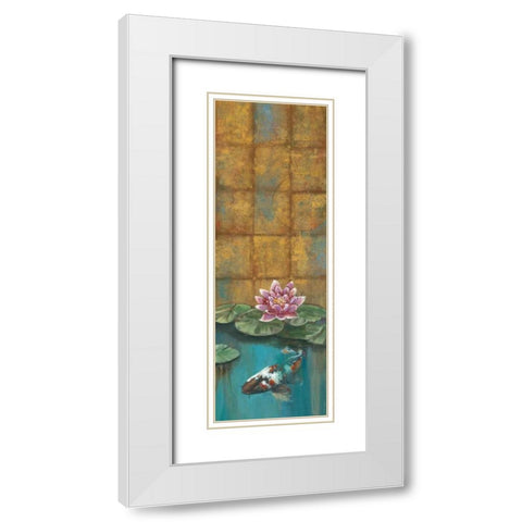 Golden Koi II White Modern Wood Framed Art Print with Double Matting by Werbelow, Selina