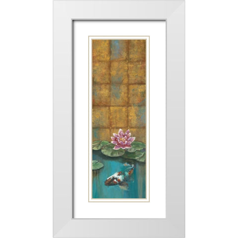 Golden Koi II White Modern Wood Framed Art Print with Double Matting by Werbelow, Selina