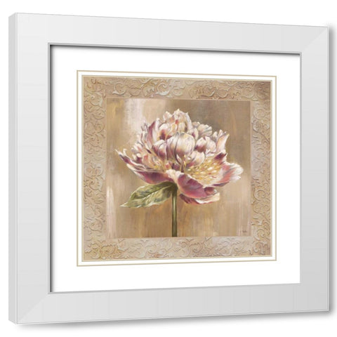 Pivoines I White Modern Wood Framed Art Print with Double Matting by Werbelow, Selina