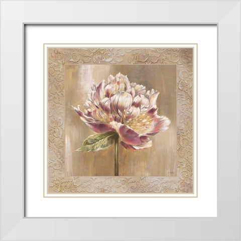 Pivoines I White Modern Wood Framed Art Print with Double Matting by Werbelow, Selina