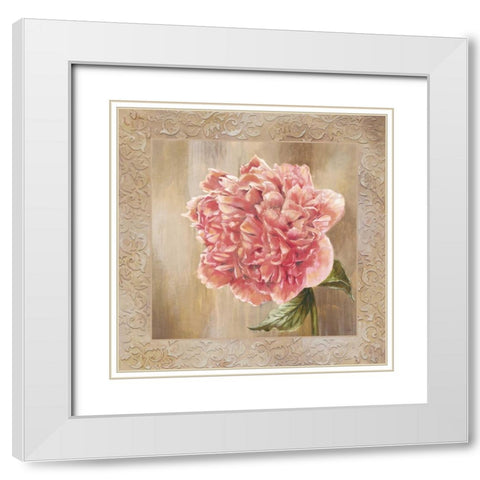 Pivoines II White Modern Wood Framed Art Print with Double Matting by Werbelow, Selina