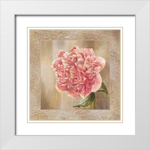 Pivoines II White Modern Wood Framed Art Print with Double Matting by Werbelow, Selina