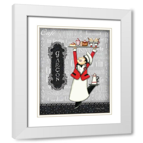 Garcon White Modern Wood Framed Art Print with Double Matting by Wright, Sydney