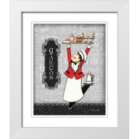Garcon White Modern Wood Framed Art Print with Double Matting by Wright, Sydney