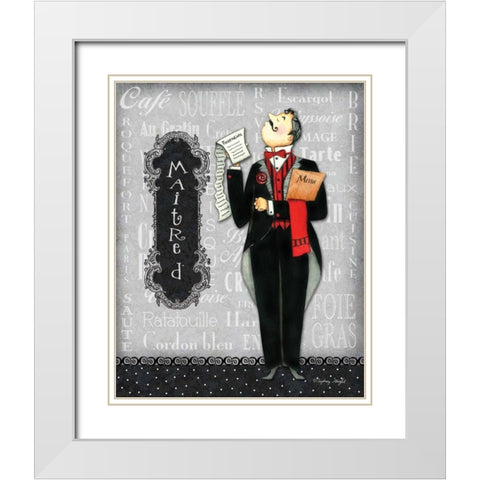 Maitre D White Modern Wood Framed Art Print with Double Matting by Wright, Sydney
