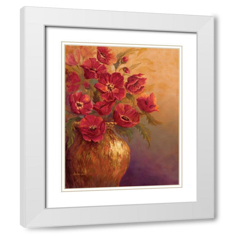 Crimson and Brass I White Modern Wood Framed Art Print with Double Matting by Wacaster, Linda