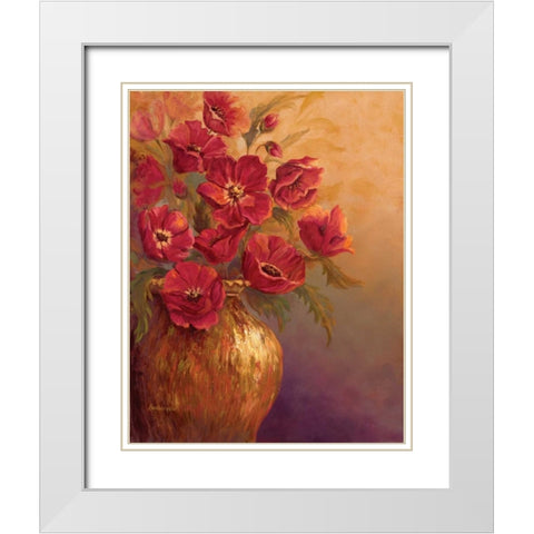 Crimson and Brass I White Modern Wood Framed Art Print with Double Matting by Wacaster, Linda