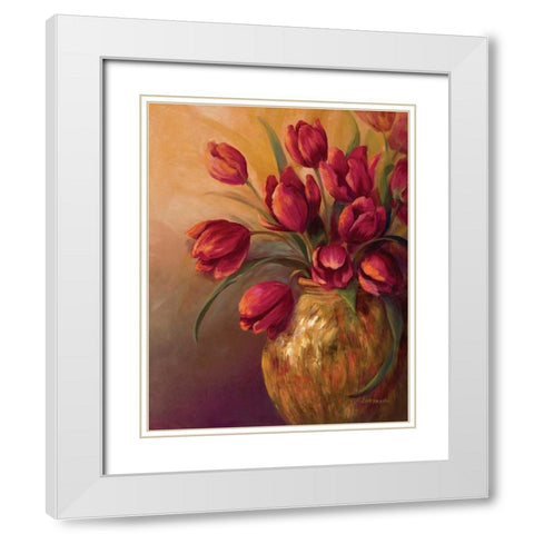 Crimson and Brass II White Modern Wood Framed Art Print with Double Matting by Wacaster, Linda