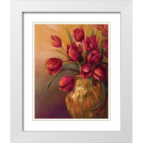 Crimson and Brass II White Modern Wood Framed Art Print with Double Matting by Wacaster, Linda