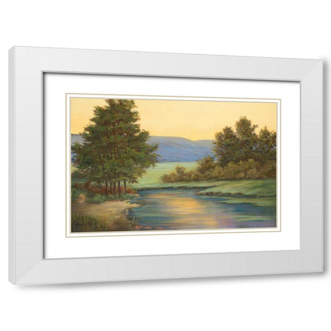 Emerald Meadow I White Modern Wood Framed Art Print with Double Matting by Wacaster, Linda