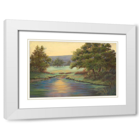 Emerald Meadow II White Modern Wood Framed Art Print with Double Matting by Wacaster, Linda