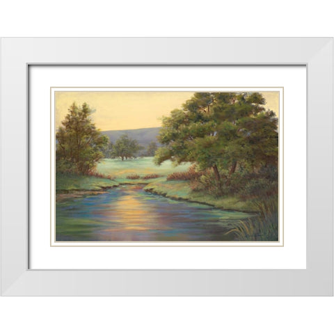 Emerald Meadow II White Modern Wood Framed Art Print with Double Matting by Wacaster, Linda