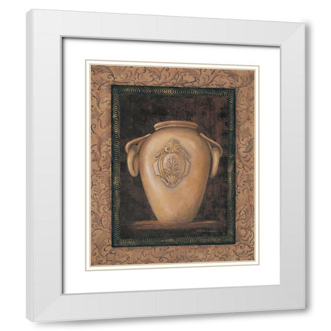Ancient Pottery I White Modern Wood Framed Art Print with Double Matting by Wacaster, Linda