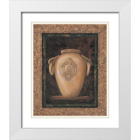 Ancient Pottery I White Modern Wood Framed Art Print with Double Matting by Wacaster, Linda