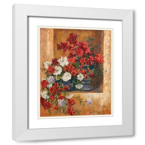 Flores de Espana I White Modern Wood Framed Art Print with Double Matting by Wacaster, Linda