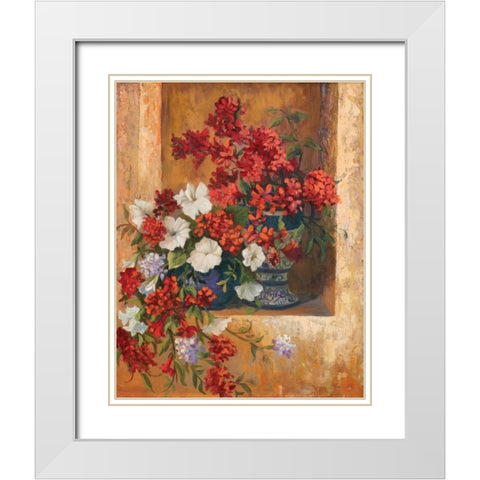 Flores de Espana I White Modern Wood Framed Art Print with Double Matting by Wacaster, Linda