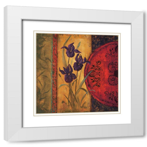 Iris Fusion I White Modern Wood Framed Art Print with Double Matting by Wacaster, Linda