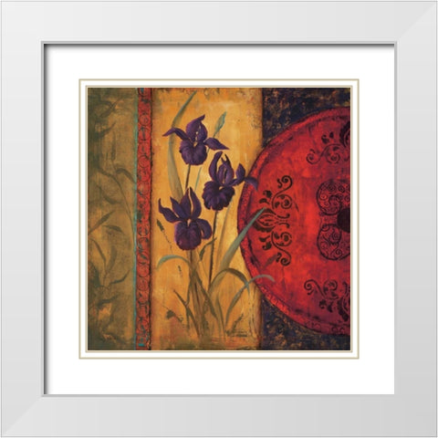 Iris Fusion I White Modern Wood Framed Art Print with Double Matting by Wacaster, Linda