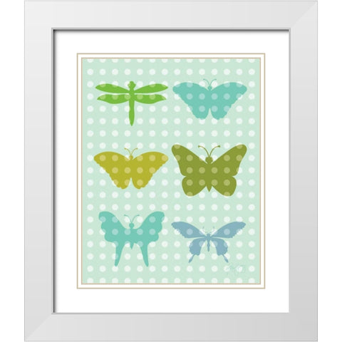Butterflies I White Modern Wood Framed Art Print with Double Matting by Young, Patty