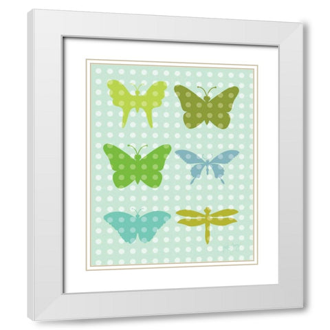 Butterflies II White Modern Wood Framed Art Print with Double Matting by Young, Patty